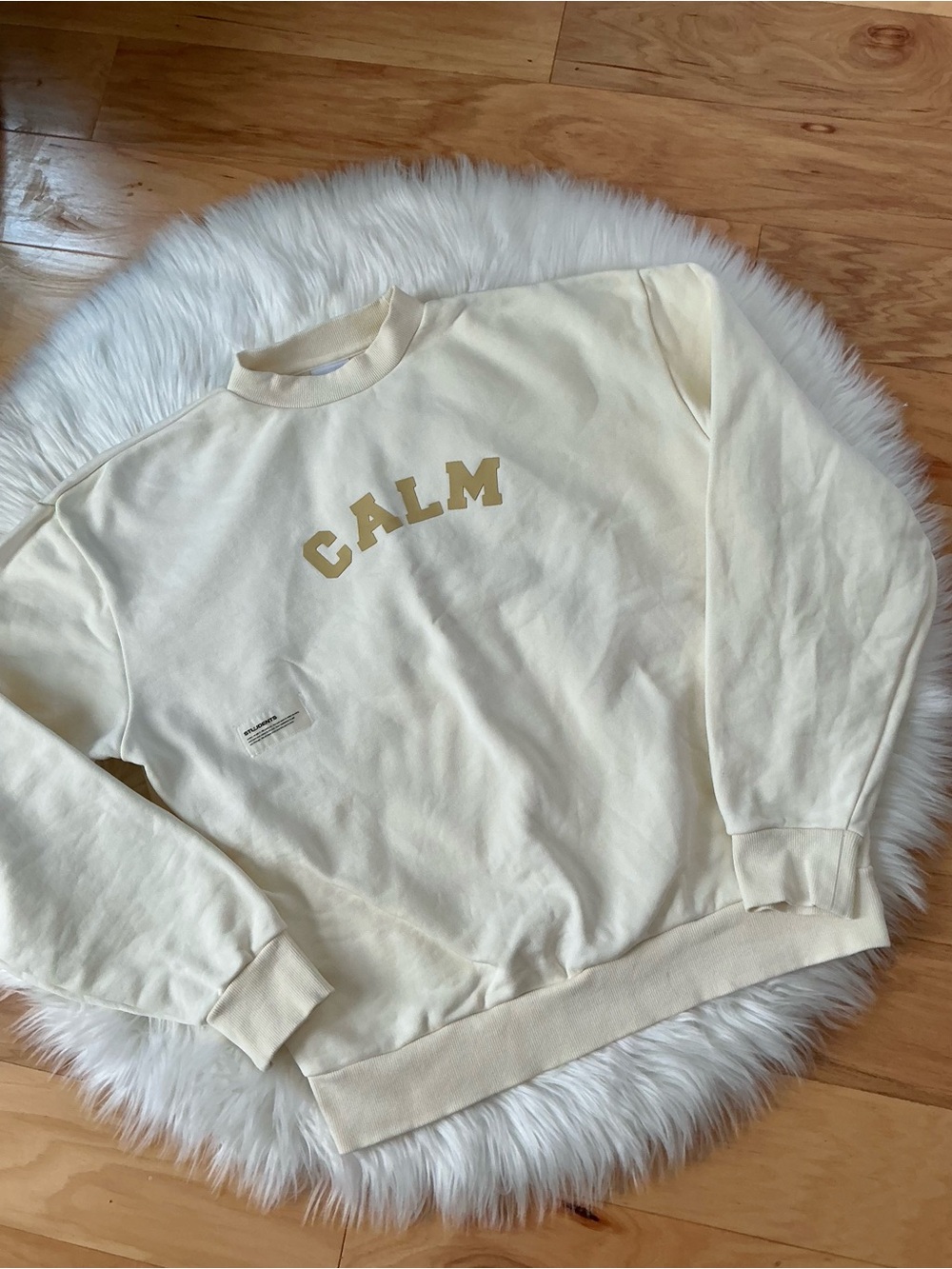 STUDENTS Golf Cream Crew Calm Sweatshirt Size Large
